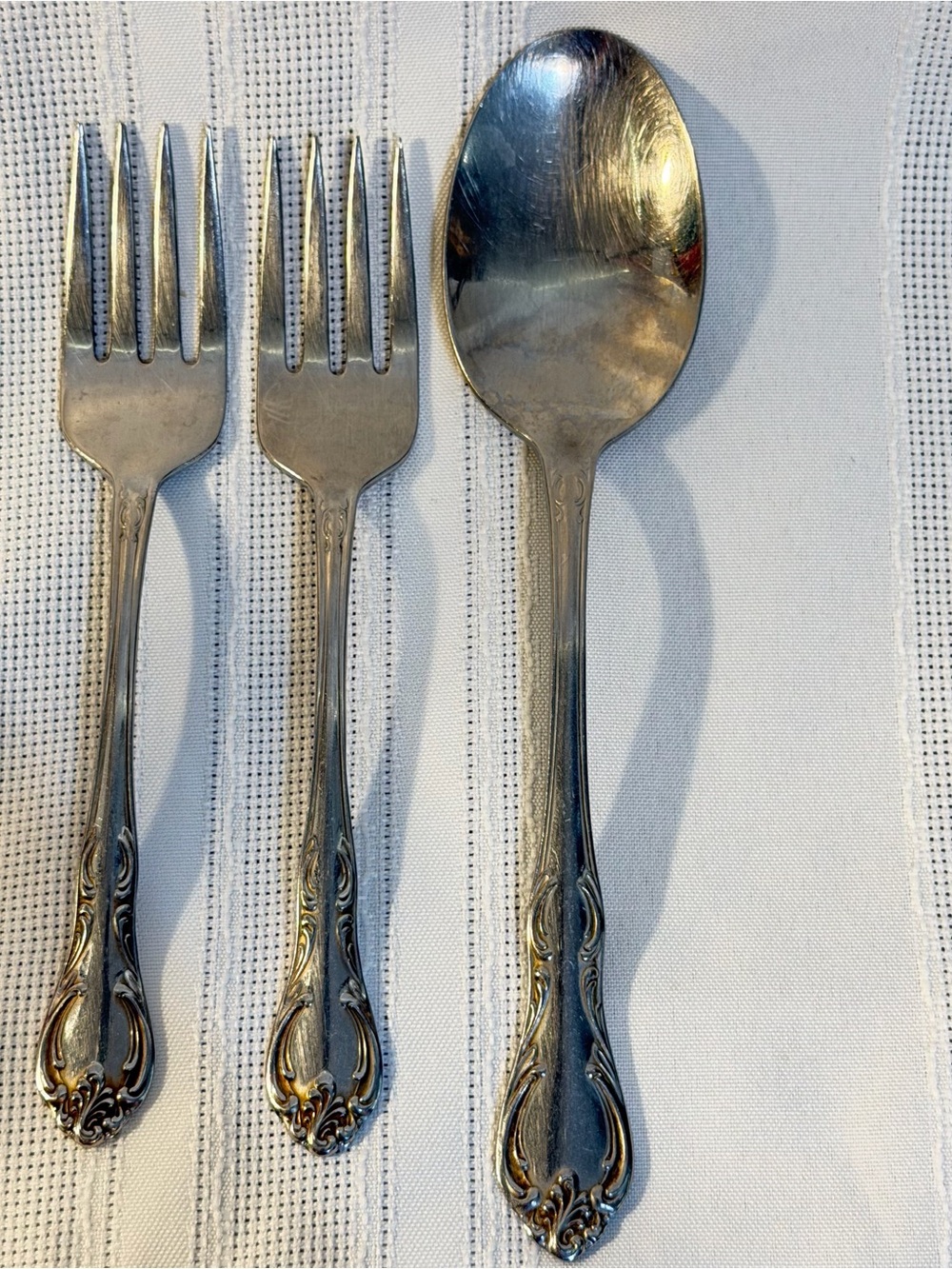 3 Pc Prestige Stainless By Imperial Elysee Flatware 2 Salad Forks 1 Tablespoon